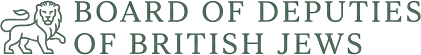 Logo of the Board of Deputies of British Jews, a small lion of Judah motif beside the organisation's name.