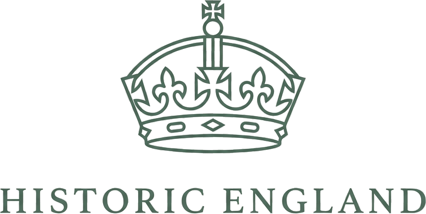 Logo of Historic England, a stylised Tudor crown above the organisation's name in a contemporary serif.