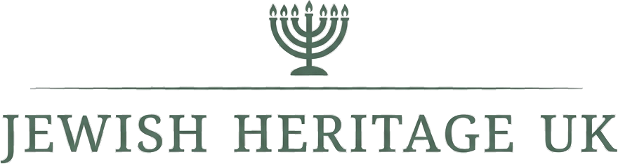 Logo of Jewish Heritage UK, a stylised lit menorah above the organisation's name in serif capitals.