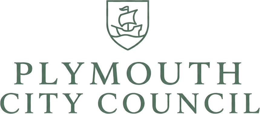Logo of Plymouth City Council, a heraldic shield with the city's name set beneath.