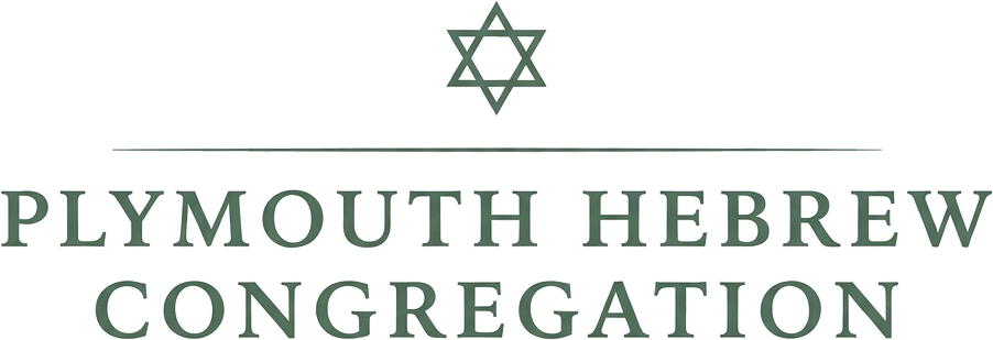 Logo of the Plymouth Hebrew Congregation, a small star of David above the words 'Plymouth Hebrew Congregation' in serif type.